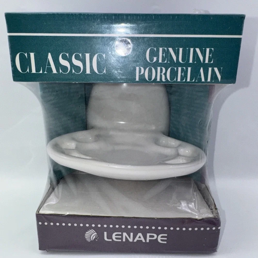 Lenape Porcelain Toothbrush Holder Wall Mount White Bathroom Classic NOS